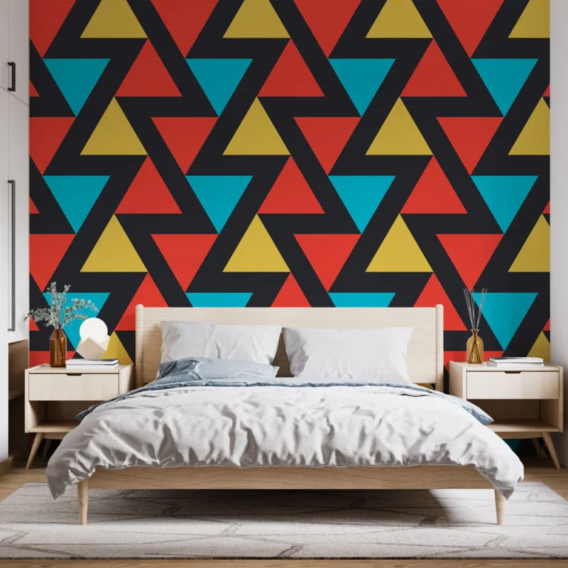 Papier peint géométrique coloré Triangles modernes Achat Immédiat