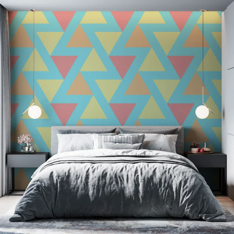 Papier peint géométrique Motif pastel triande Promotion Saisonnière