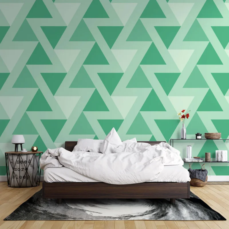 Papier peint géométrique Triangles verts et mint Produit De Marque