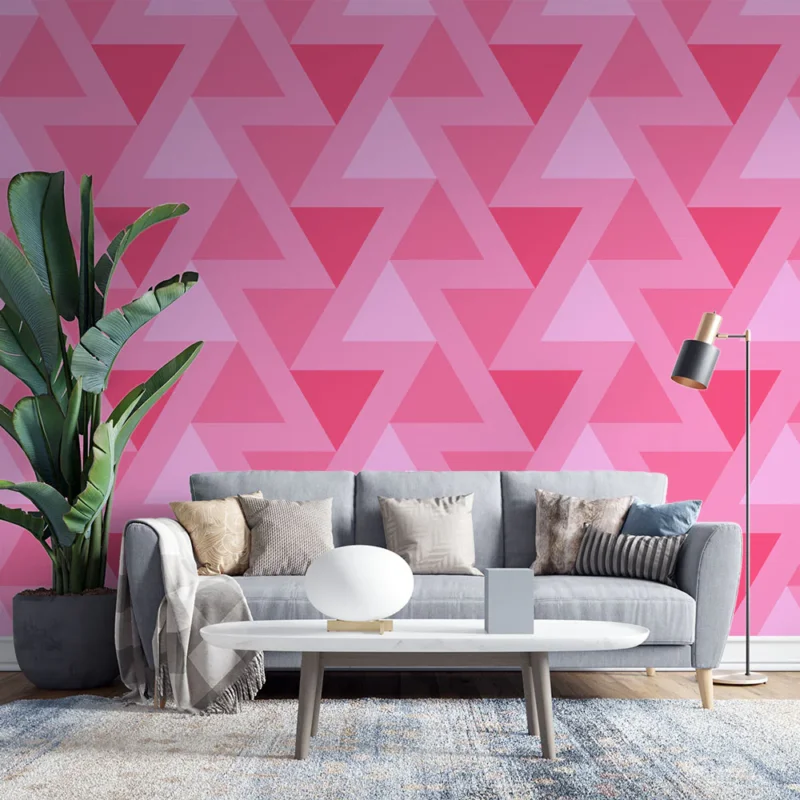 Offre Exclusive Papier peint géométrique rose Motif triangle