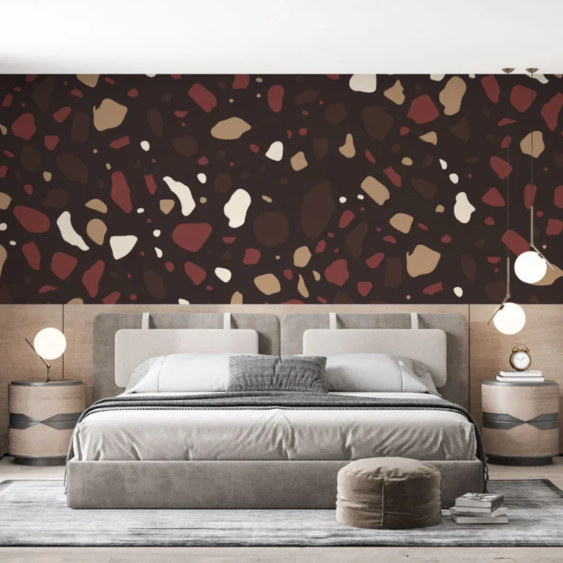 Satisfait Ou Remboursé Papier peint terrazzo Motif abstrait terreux
