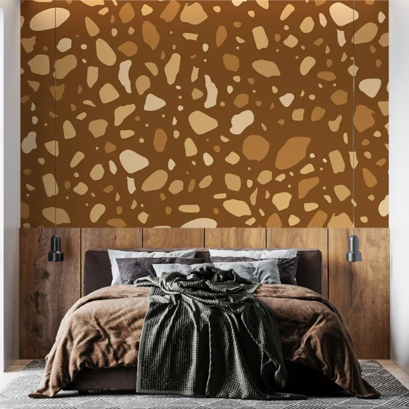 Petit Prix Papier peint terrazzo marron Style moderne et chaleureux