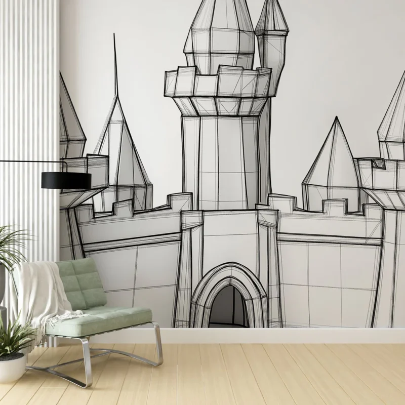 Expédition Rapide Papier peint château Design de château en fil de fer pour une touche ludique