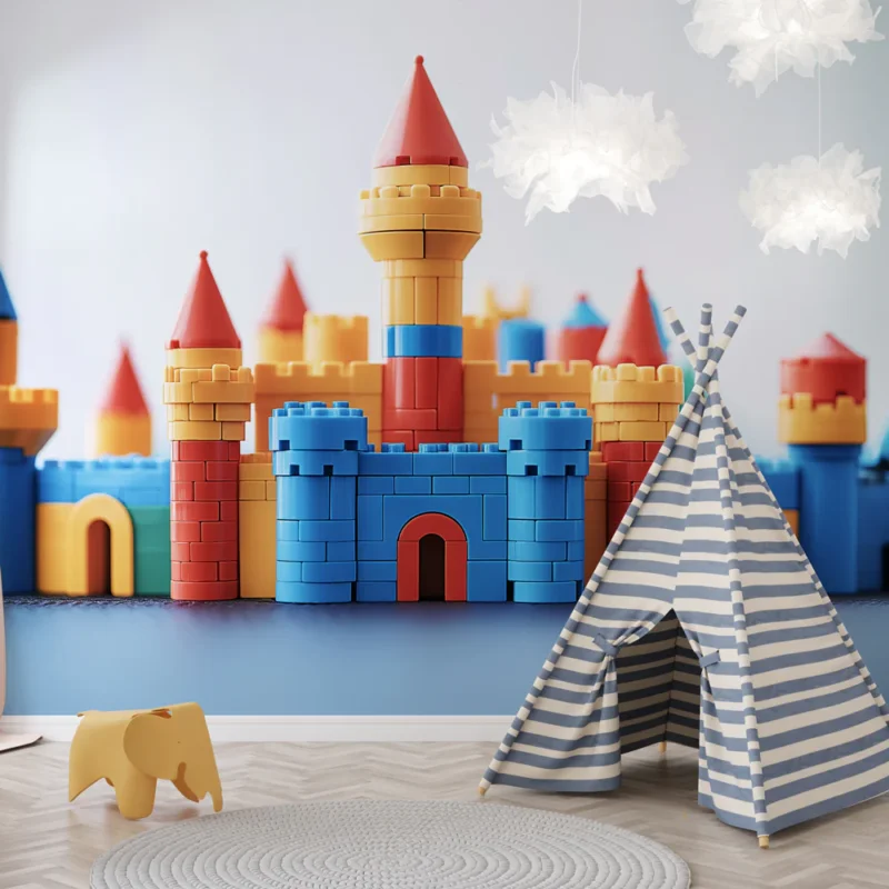 Papier peint château en blocs de construction Château coloré en blocs pour enfants Pas Cher