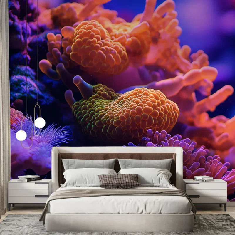 Papier peint corail Univers sous-marin vibrant avec coraux colorés Prix Bas
