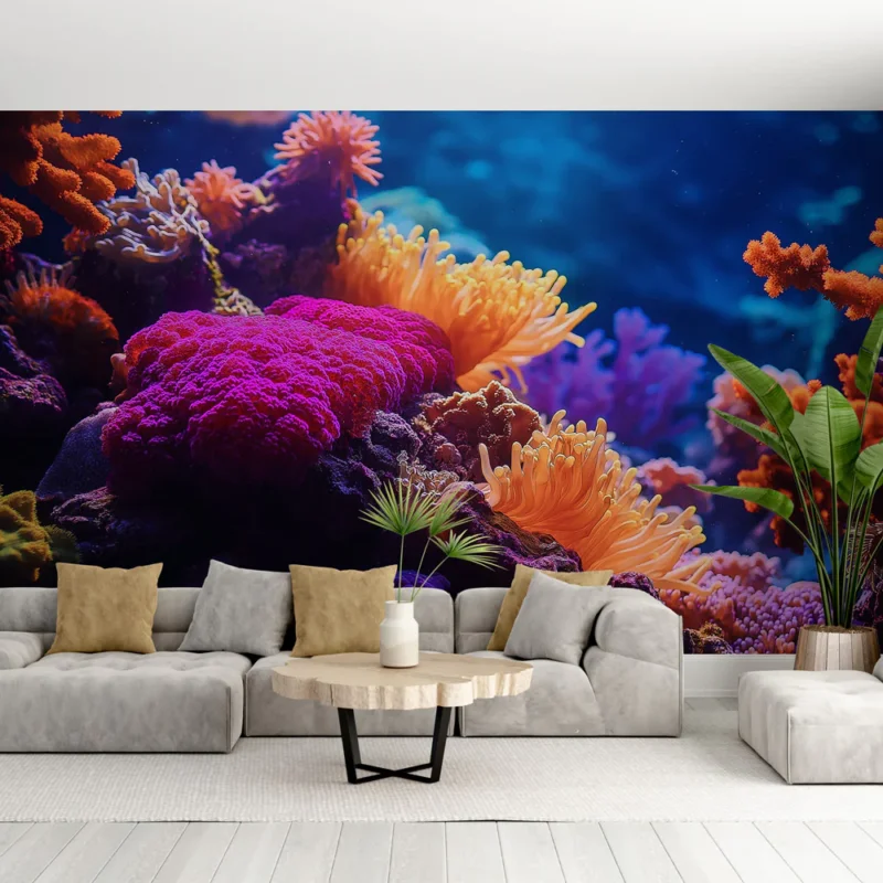 Papier peint corail Écosystème marin vibrant avec coraux colorés Top Vente