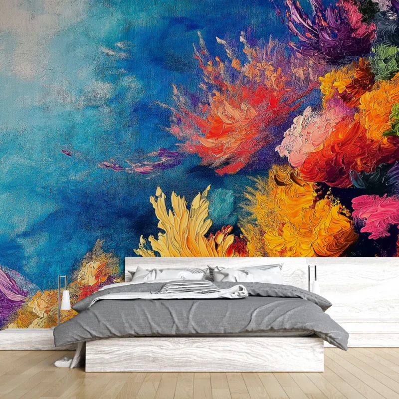 Papier peint corail Motif vibrant de coraux multicolores Vente Directe