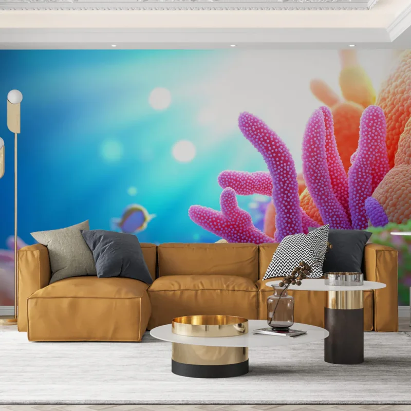Papier peint corail Écosystème marin coloré avec coraux vibrants Satisfait Ou Remboursé