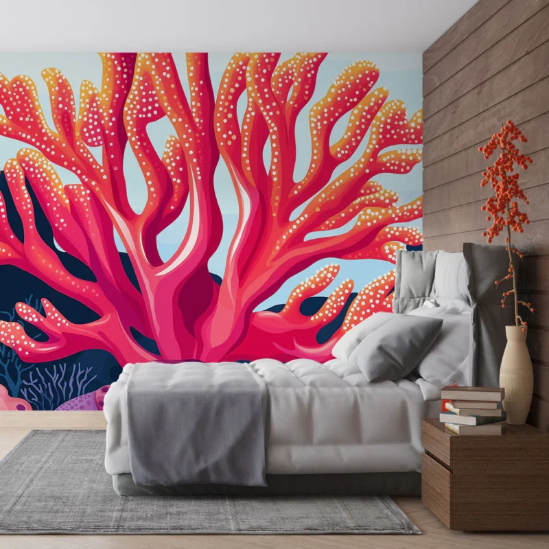 Offre Du Jour Papier peint corail Motif vibrant de coraux sous-marins colorés
