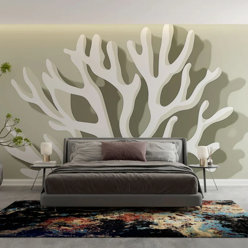 Papier peint corail Motif de corail stylisé sur fond doux Populaire