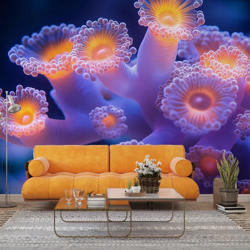 Expédition Rapide Papier peint corail lumineux Éblouissant motif de coraux lumineux pour une ambiance marine