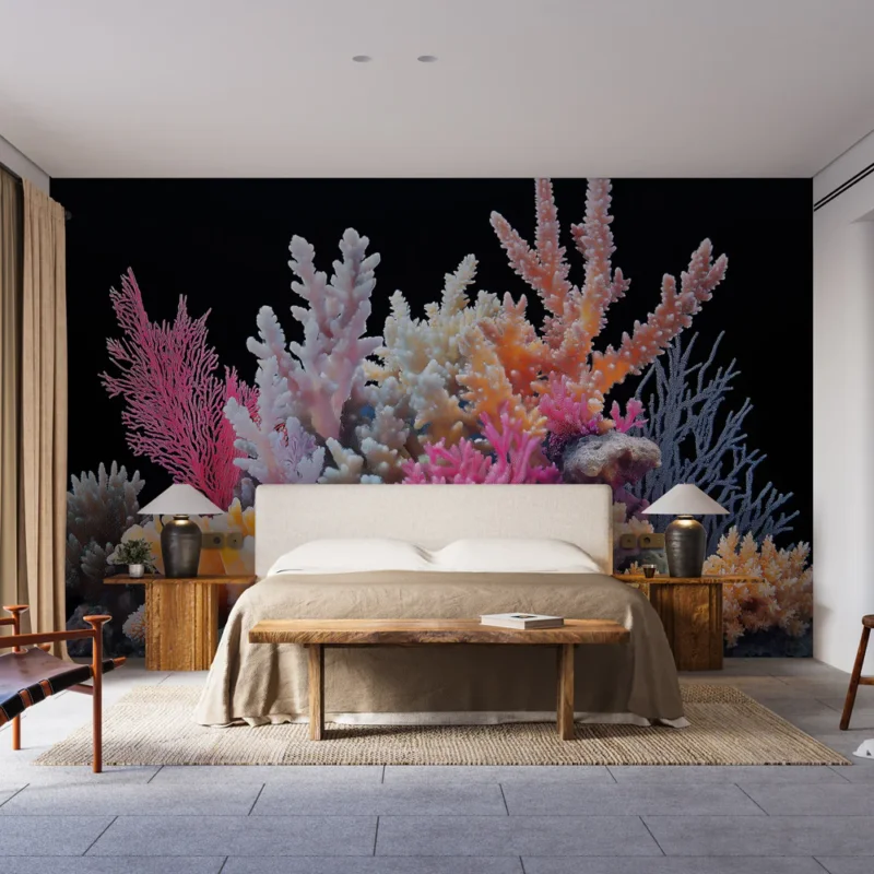 Papier peint corail Un jardin sous-marin éclatant avec une variété de coraux colorés Certifié