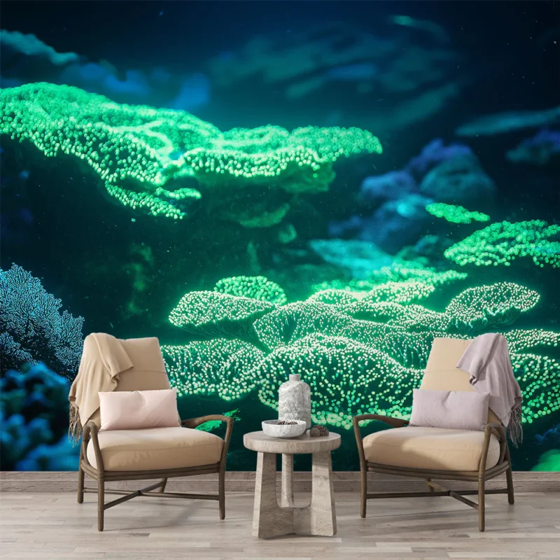 Papier peint corail Motif lumineux de coraux sous-marins Super Prix