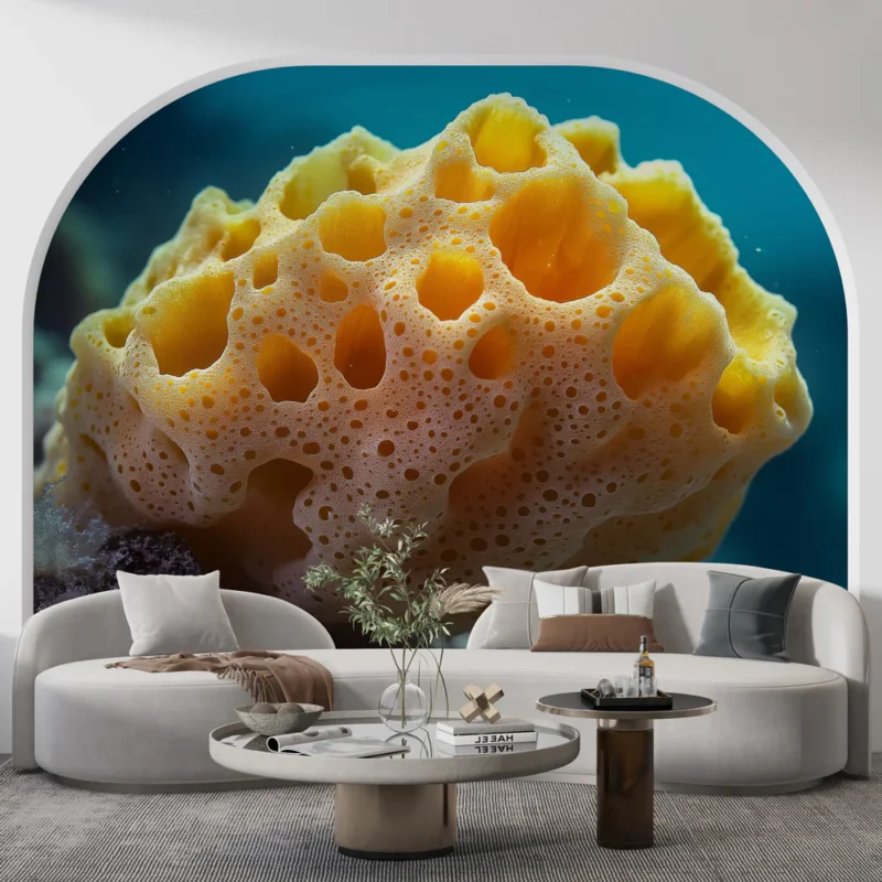 Papier peint éponge marine jaune Éponge aux formes organiques et textures uniques Acheter En Ligne