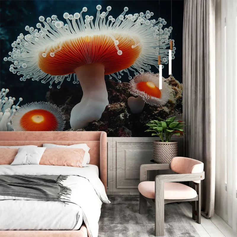 Papier peint champignons marins Étonnants motifs de coraux colorés inspirés de la mer Nouvel Arrivage