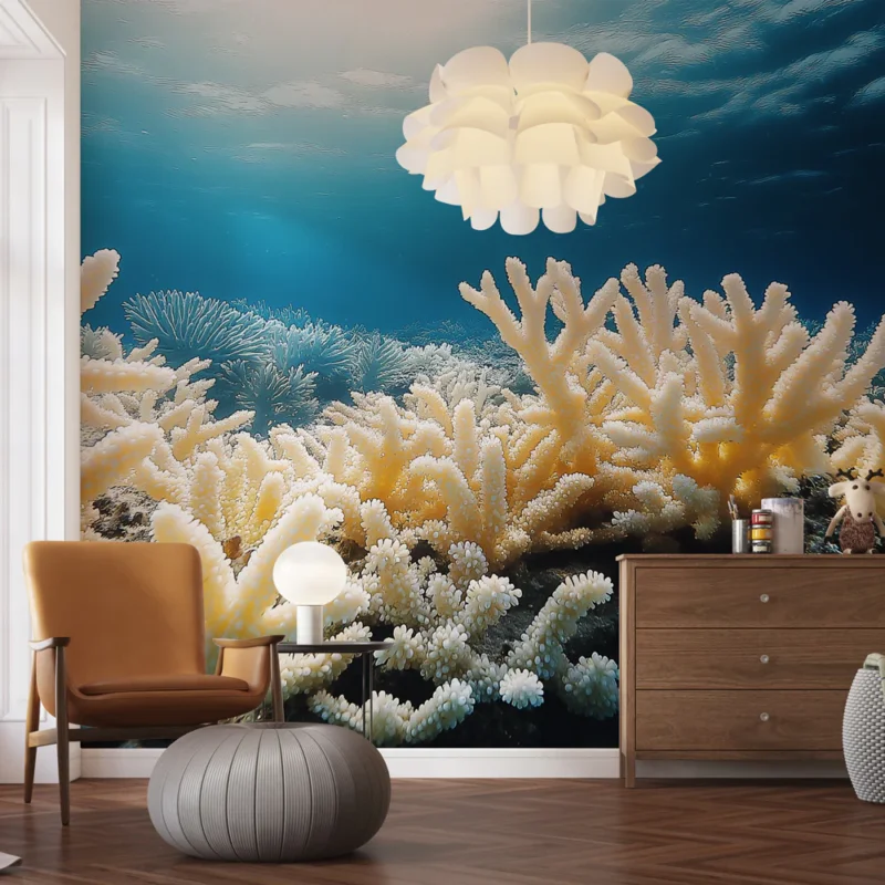 Papier peint corail Sous-marin avec coraux délicats et lumière diffuse Soldes