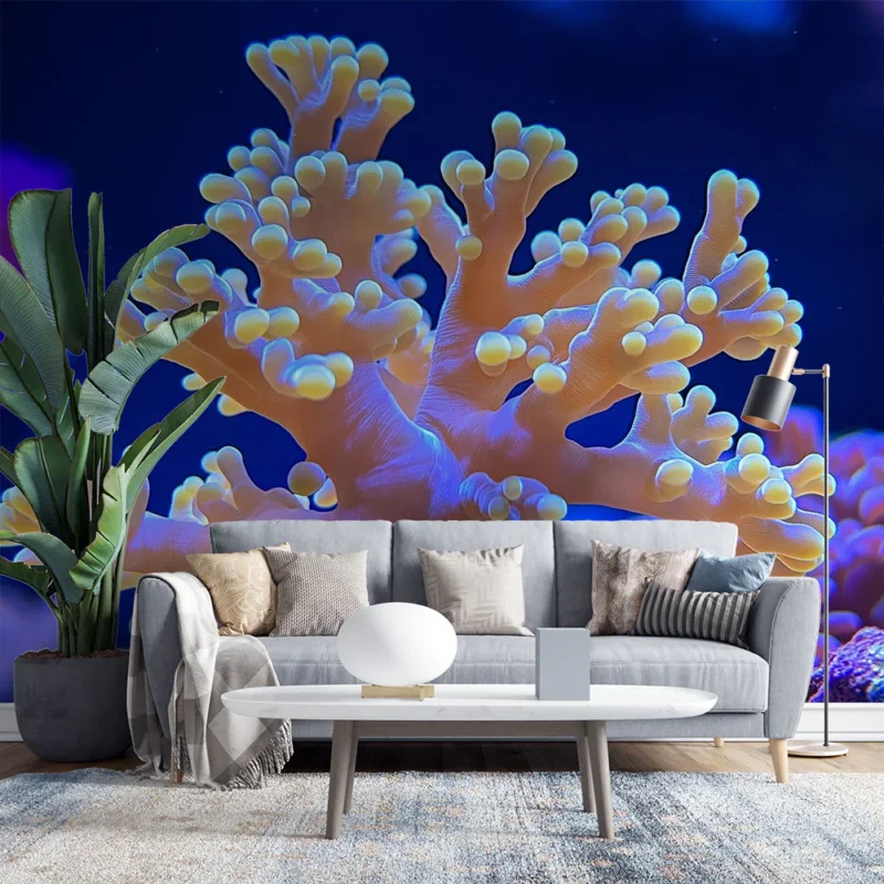 Papier peint corail Corail vivant en nuances de jaune et blanc Acheter Direct
