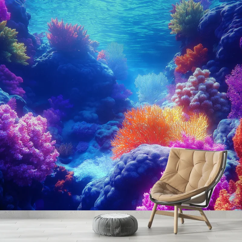 Achat Immédiat Papier peint corail Sous-marin vibrant avec coraux colorés