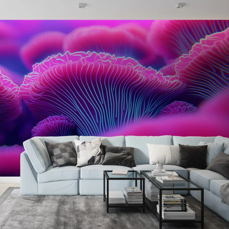 Papier peint corail Motifs de corail vibrant aux nuances de rose et violet Achetez Aujourd'hui
