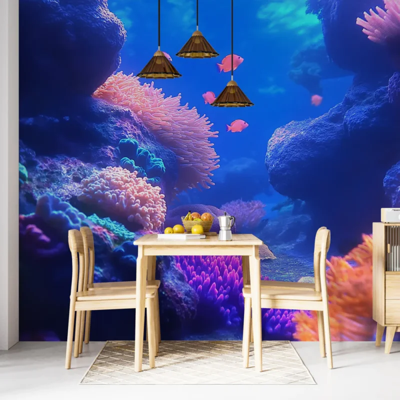 Marque Papier peint sous-marin Plongée dans un récif corallien vibrant