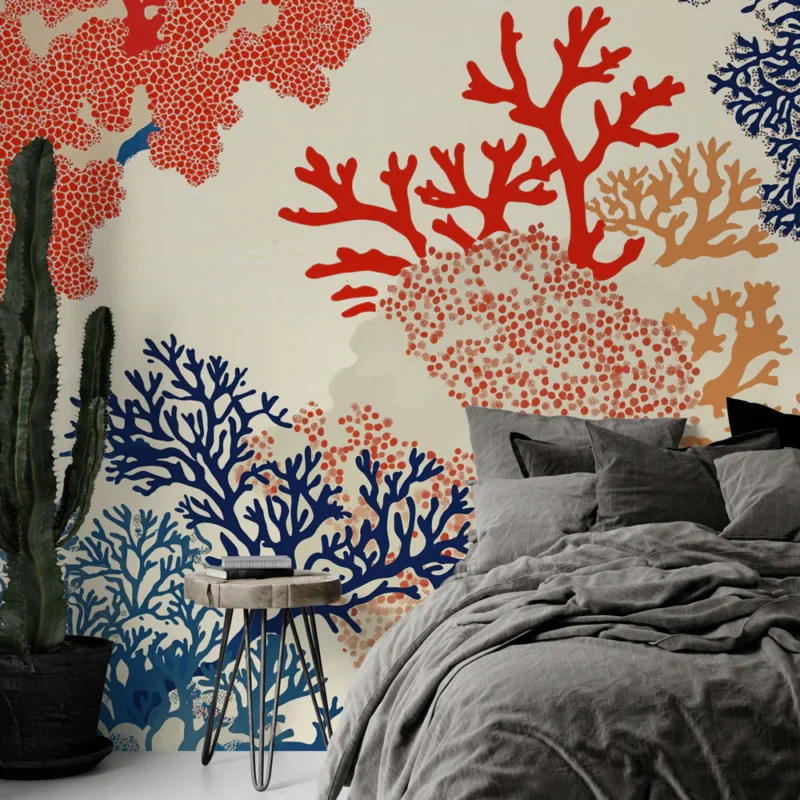 Papier peint corail Motifs colorés inspirés des fonds marins Meilleur Prix