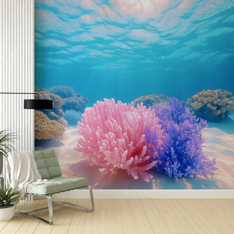 Papier peint corail sous-marin Un paysage océanique vibrant avec des coraux colorés Offre Exclusive