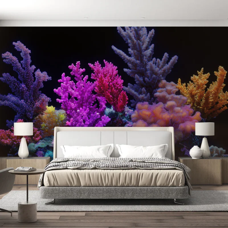 Papier peint coraux colorés Motifs variés de coraux vibrants et marins Prix Réduit