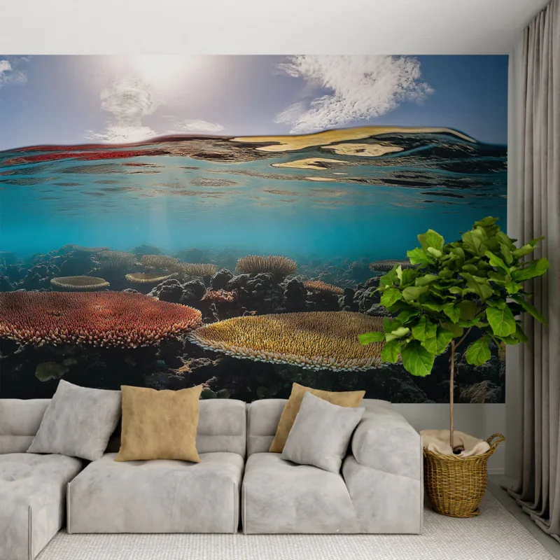 Papier peint corail Un paysage sous-marin avec coraux colorés Satisfait Ou Remboursé