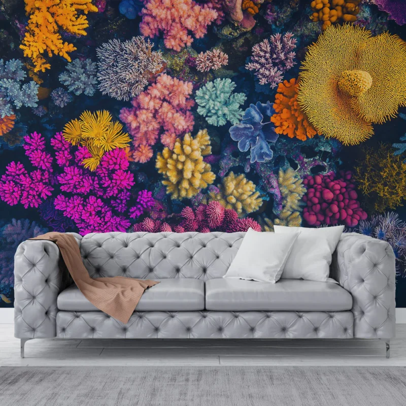 Papier peint coraux Un paysage marin vibrant avec des coraux multicolores Dernière Chance