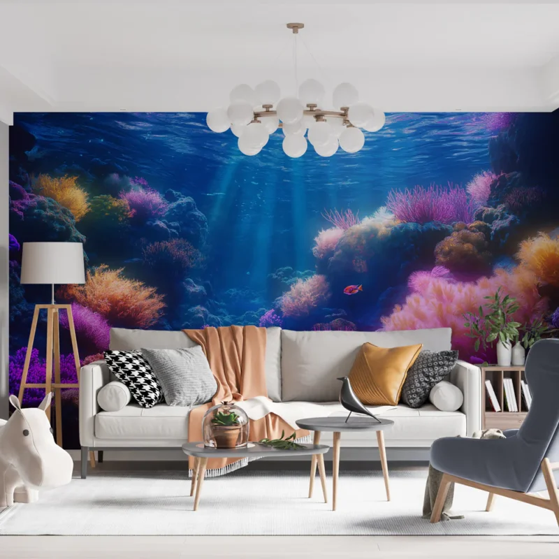 Papier peint corail Sous-marin vibrant avec coraux colorés et lumières marines Meilleur Choix