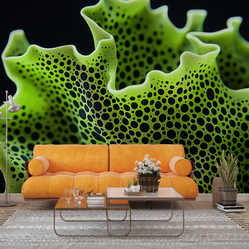 Offre Du Jour Papier peint texture organique Motif de feuilletage vert et noir