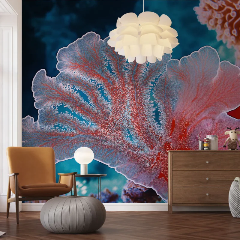 Papier peint corail Motif élégant de corail coloré sur fond aquatique Populaire
