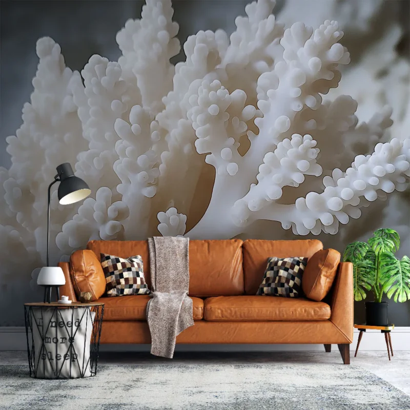 Papier peint coraux blancs Décoration marine élégante et raffinée Nouveauté