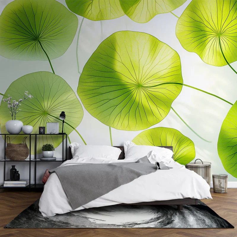 Acheter En Ligne Papier peint feuilles de lotus Décorations murales inspirées par la nature