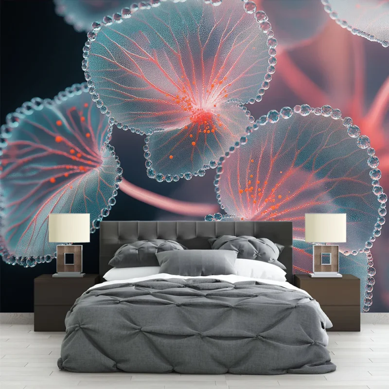 Papier peint feuilles translucides Magnifiques feuilles délicates avec des contours éclatants Produit De Marque