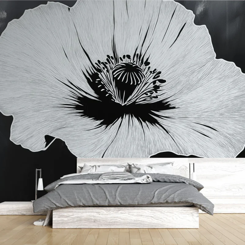 Papier peint fleur Illustration monochrome d‘une grande fleur élégante Seulement Aujourd'hui