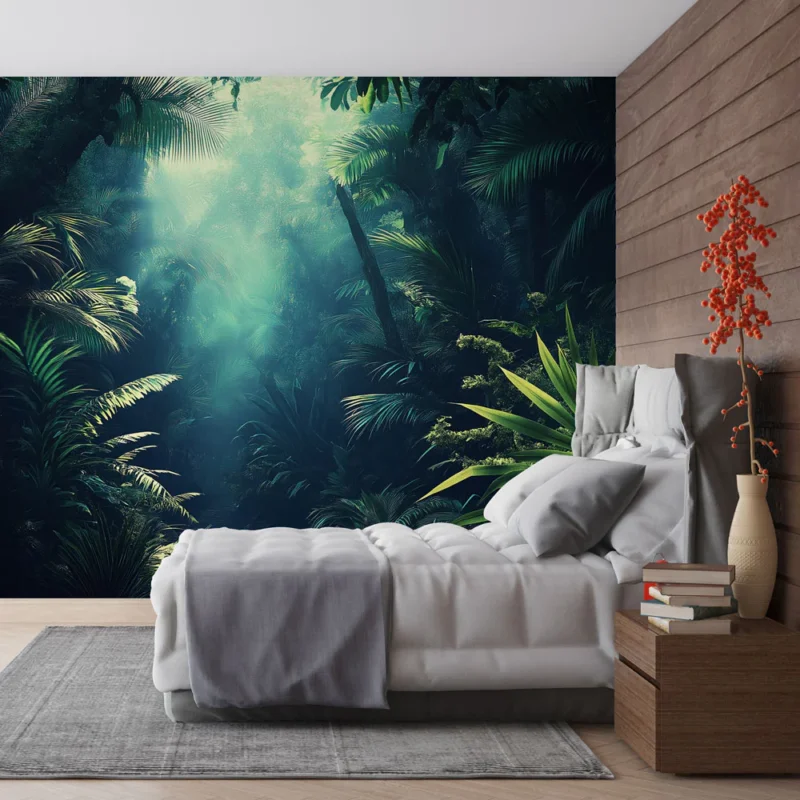 Must-Have Papier peint jungle Ambiance féerique de forêt tropicale avec lumière filtrante