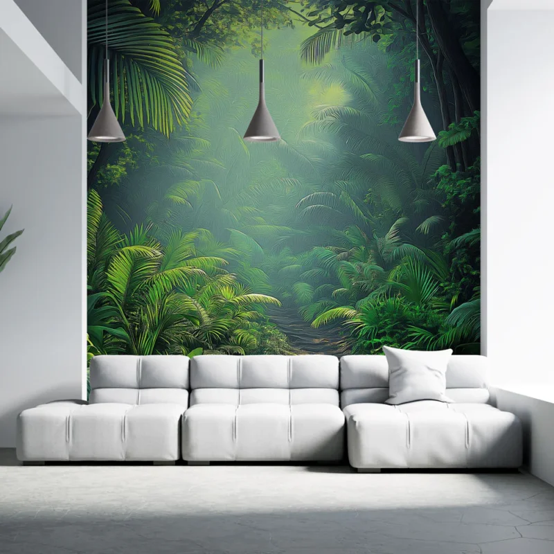 Papier peint jungle Une forêt tropicale luxuriante et apaisante Bon Marché