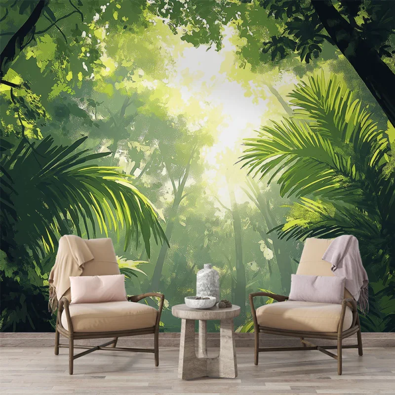 Papier peint jungle Forêt tropicale lumineuse avec feuillage luxuriant Meilleur Choix