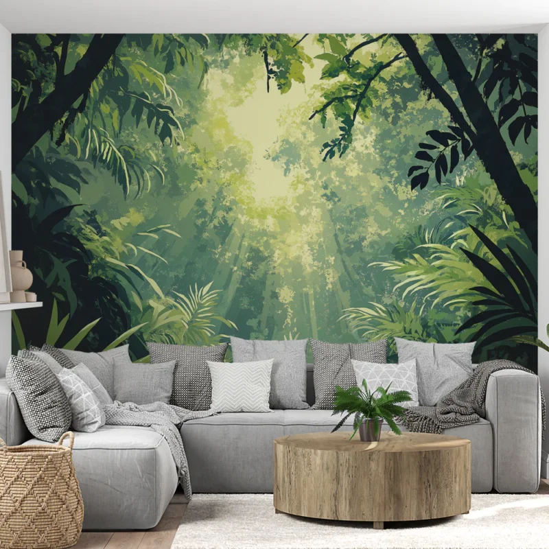Papier peint jungle Scènes de lumière dans une forêt tropicale Meilleur Choix