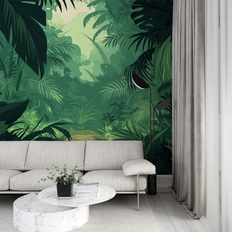Papier peint jungle Chemin au milieu des feuillages luxuriants Commander Vite