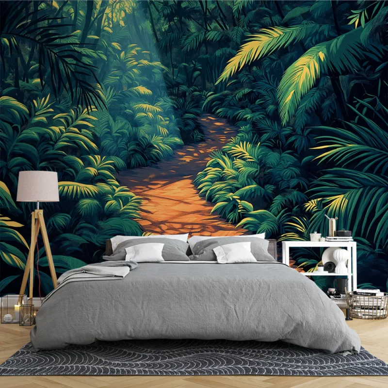 Dernière Chance Papier peint forêt tropicale Un chemin vibrant au cœur d‘une jungle luxuriante