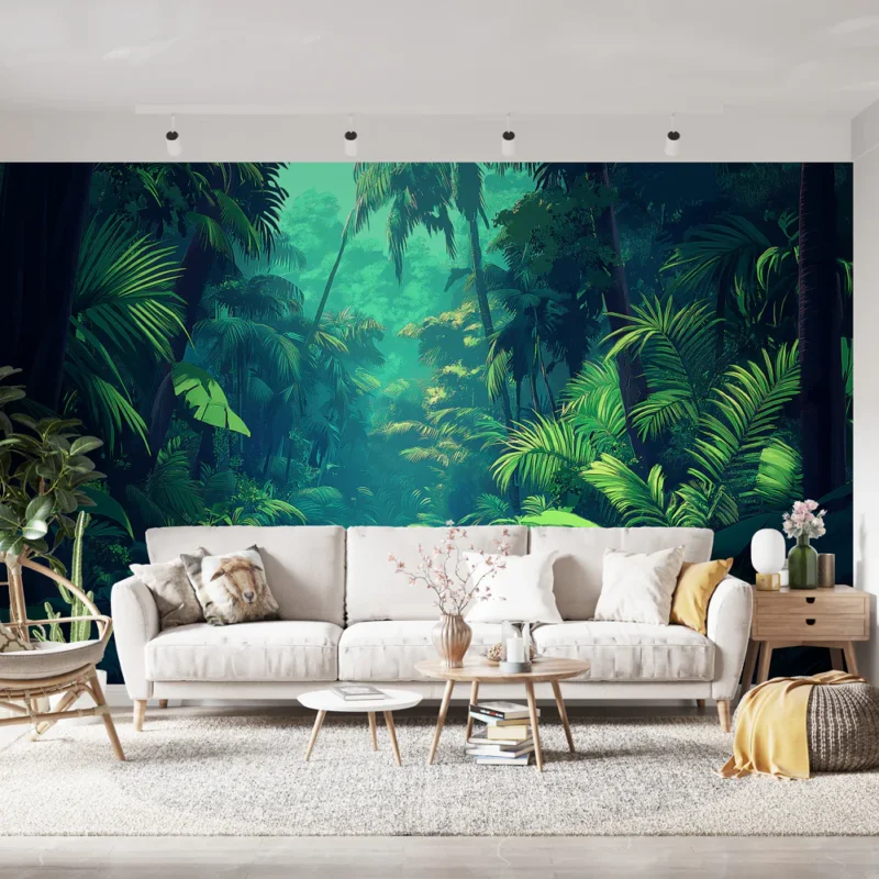 Papier peint jungle Voie éclairée au cœur d‘une jungle luxuriance Meilleure Vente