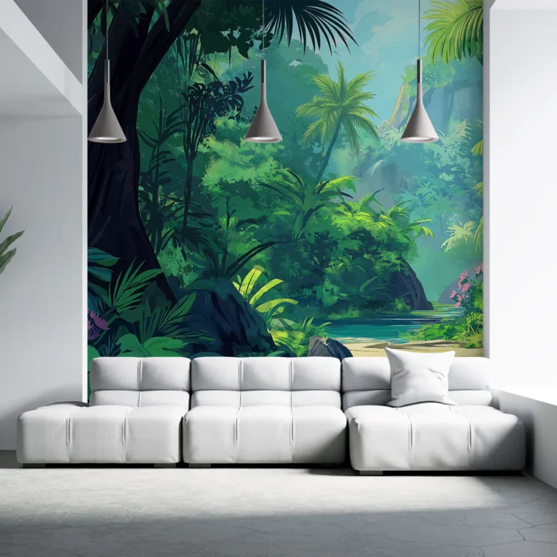 Certifié Papier peint jungle tropicale Évasion au coeur de la nature luxuriante