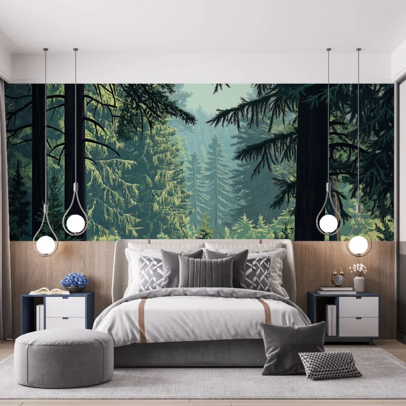 Papier peint forêt luxuriante Un paysage verdoyant au cœur de la nature Acheter En Ligne