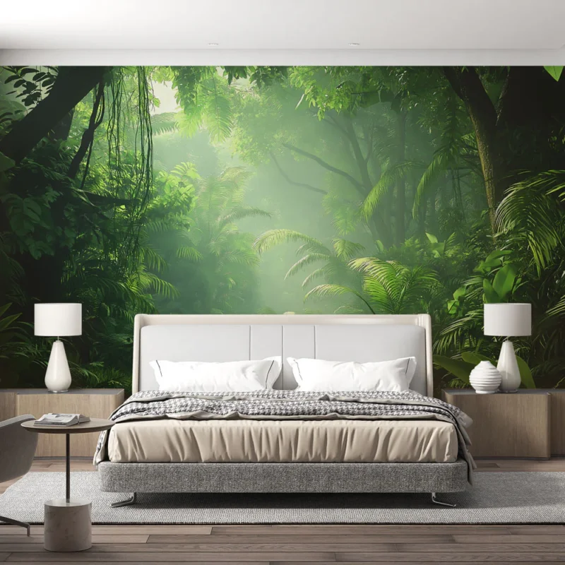 Papier peint jungle Évasion tropicale avec feuillage luxuriant et ambiance mystérieuse Retour Gratuit