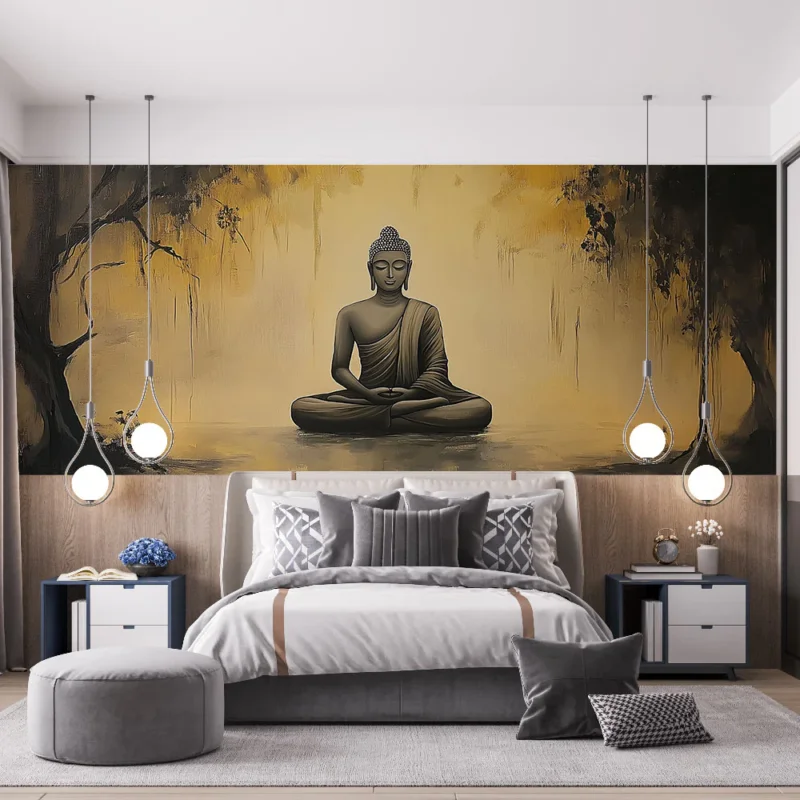 Papier peint Bouddha Illustration sereine d‘un Bouddha en méditation Produit De Marque