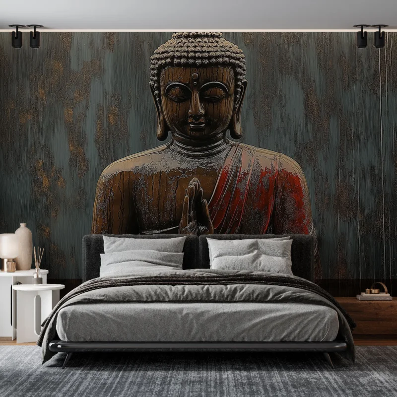 Commander Maintenant Papier peint Bouddha Élégante statuette en bois avec des détails raffinés