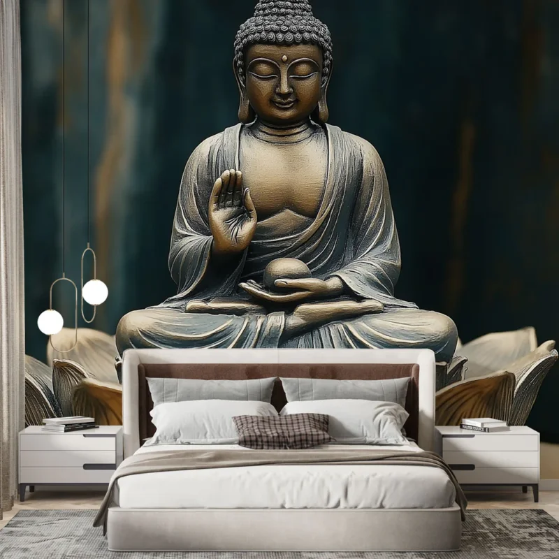 Meilleur Choix Papier peint Bouddha Élégante représentation du Bouddha sur une fleur de lotus