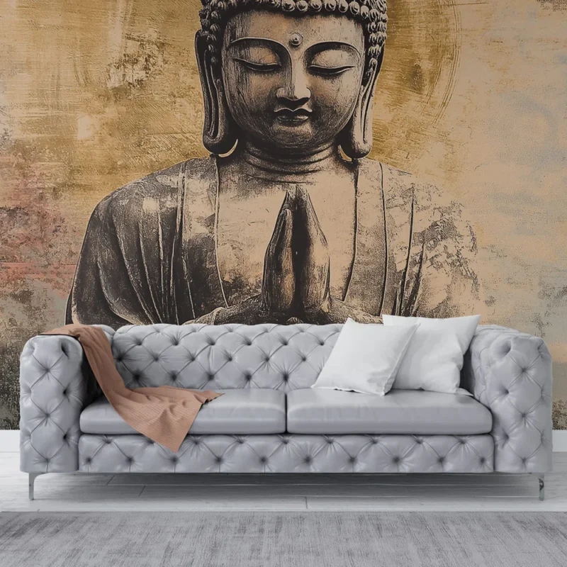 Papier peint bouddha Statue de bouddha et pagode en arrière-plan Prix Cassé